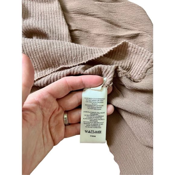 Free People We the Free Special Tee Medium Choco Latte Thermal Boho Oversized - Picture 6 of 13